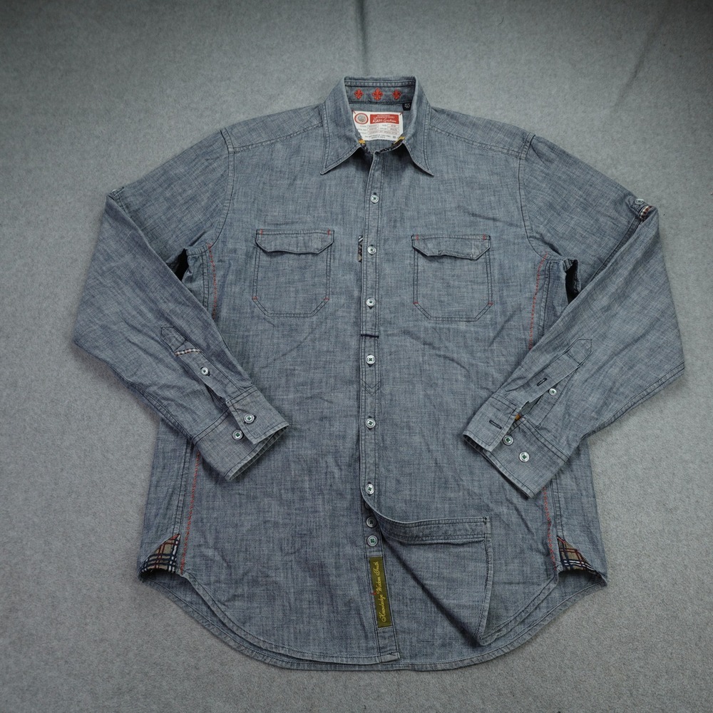 Robert Graham Shirt Mens M Blue Chambray Button Up Long Sleeve Freshly Laundered